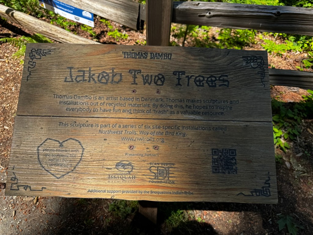 The plaque next to Jakob Two Trees
