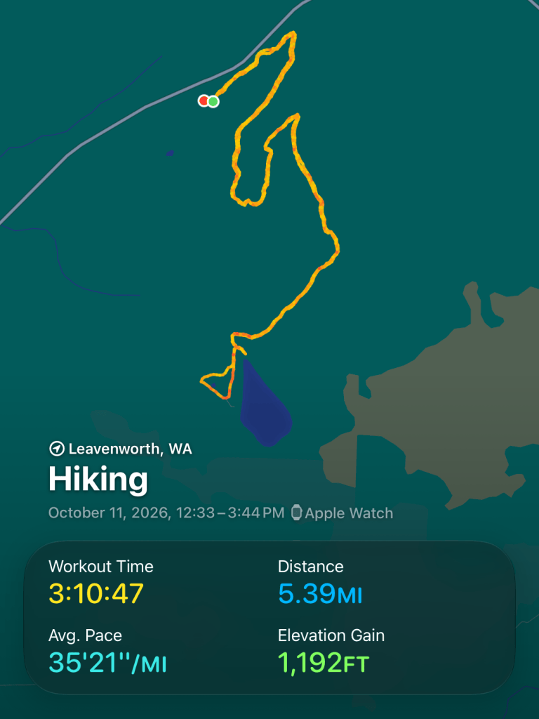 The apple watch summary of the hike stats